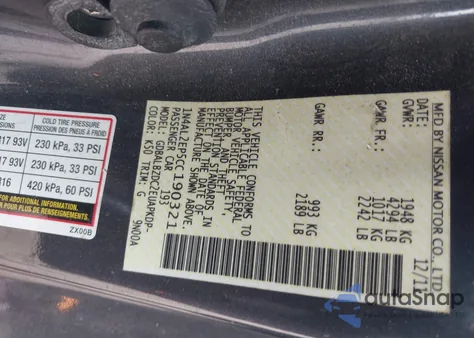 2012 Nissan Altima 2.5 S from USA, damaged, VIN 1N4AL2EP5CC190321